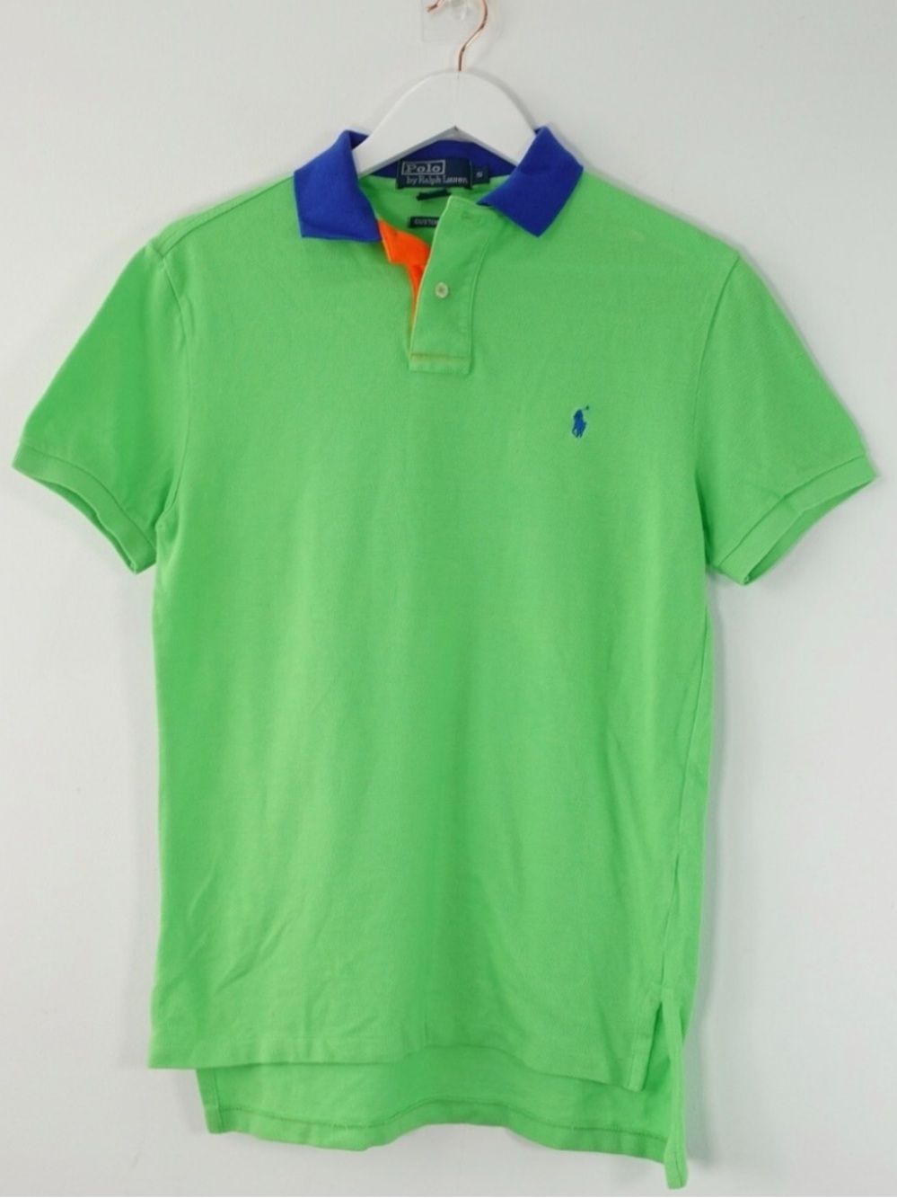 Polo Ralph Lauren Mens L Green Blue polo Short Sleeve Shirt Retro Vintage